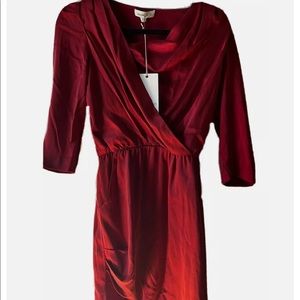 Amour Vert Deep Red Silk Dress
